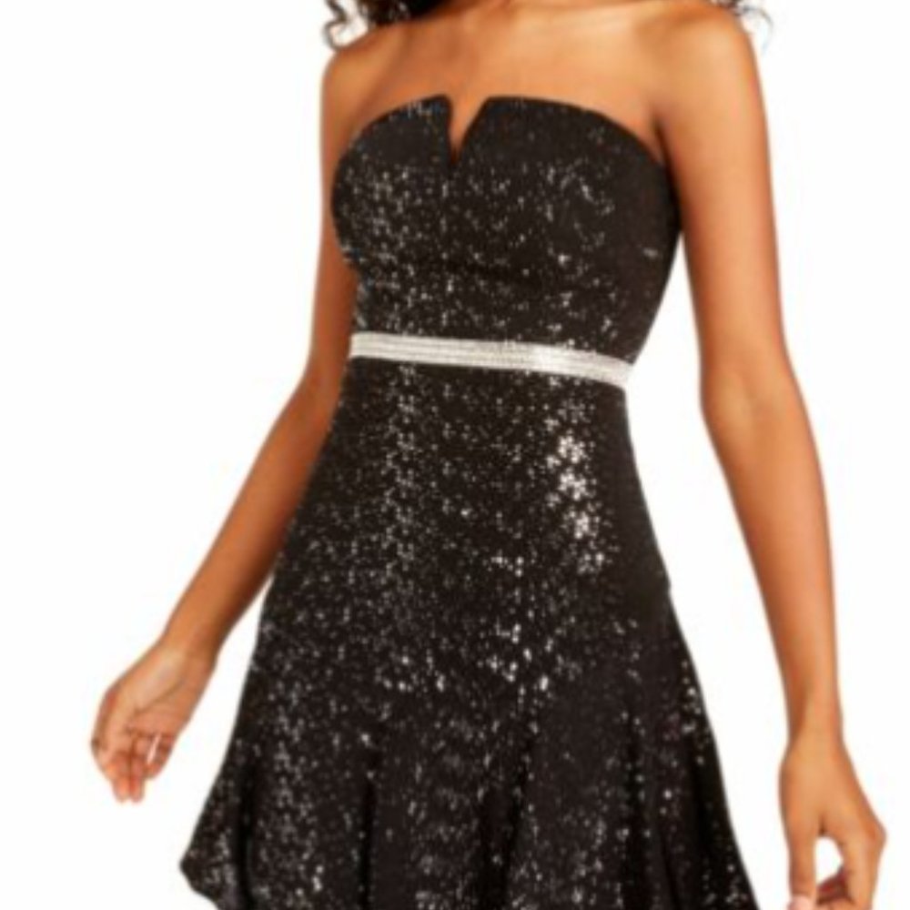 Womens Black Sleeveless Short Fit + Flare